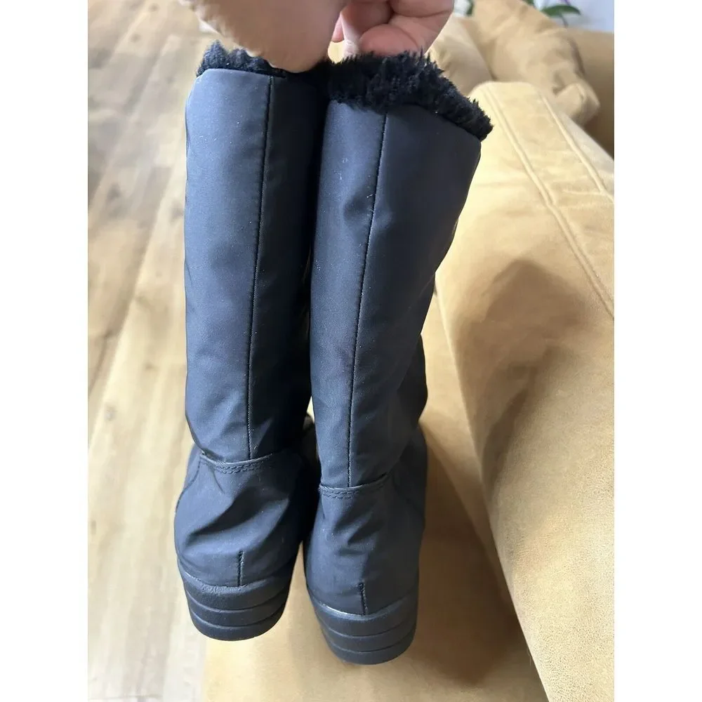 Judith Sport Snowflake 2 Women's Size 7 Zip‎ Front Fur Lined Snow Boots Black